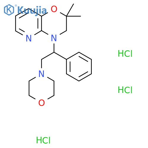 2,2-Dimethyl-4-(2-morpholin-4-yl-1-phenylethyl)-3H-pyrido[3,2-b][1,4]oxazine;trihydrochloride structure
