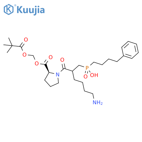L-Proline,1-[6-amino-2-[[hydroxy(4-phenylbutyl)phosphinyl]methyl]-1-oxohexyl]-,(2,2-dimethyl-1-oxopropoxy)methyl ester structure