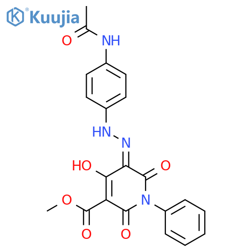 3-Pyridinecarboxylicacid,5-[2-[4-(acetylamino)phenyl]diazenyl]-1,2-dihydro-4,6-dihydroxy-2-oxo-1-phenyl-,methyl ester structure