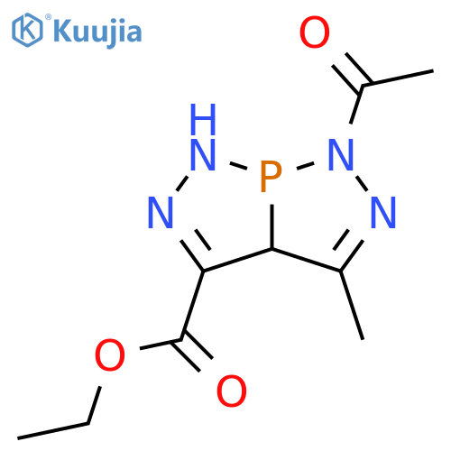 1H-[1,2,3]Diazaphospholo[3,4-c][1,2,3]diazaphosphole-3-carboxylicacid, 6-acetyl-3a,6-dihydro-4-methyl-, ethyl ester structure