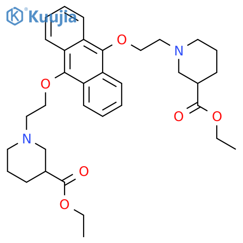 3-Piperidinecarboxylic acid,1,1'-[9,10-anthracenediylbis(oxy-2,1-ethanediyl)]bis-, diethyl ester structure