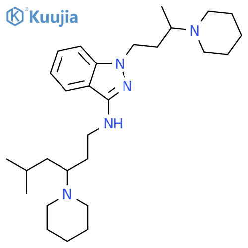 N-(5-methyl-3-piperidin-1-ylhexyl)-1-(3-piperidin-1-ylbutyl)-1H-indazol-3-amine structure