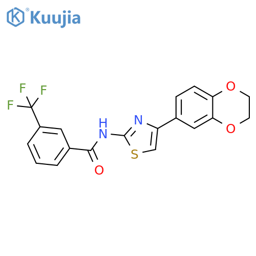 N-4-(2,3-dihydro-1,4-benzodioxin-6-yl)-1,3-thiazol-2-yl-3-(trifluoromethyl)benzamide structure