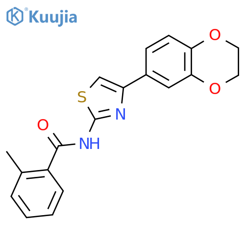 N-4-(2,3-dihydro-1,4-benzodioxin-6-yl)-1,3-thiazol-2-yl-2-methylbenzamide structure