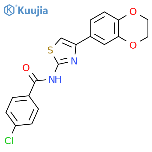 4-chloro-N-4-(2,3-dihydro-1,4-benzodioxin-6-yl)-1,3-thiazol-2-ylbenzamide structure