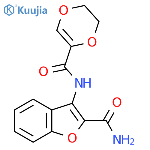 3-(5,6-dihydro-1,4-dioxine-2-amido)-1-benzofuran-2-carboxamide structure