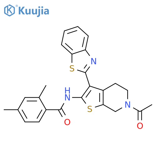 N-6-acetyl-3-(1,3-benzothiazol-2-yl)-4H,5H,6H,7H-thieno2,3-cpyridin-2-yl-2,4-dimethylbenzamide structure