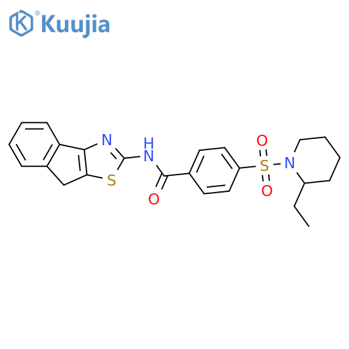 4-(2-ethylpiperidin-1-yl)sulfonyl-N-{8H-indeno1,2-d1,3thiazol-2-yl}benzamide structure
