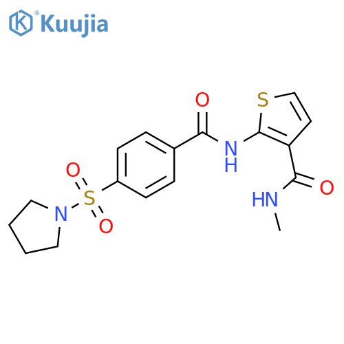 N-methyl-2-4-(pyrrolidine-1-sulfonyl)benzamidothiophene-3-carboxamide structure