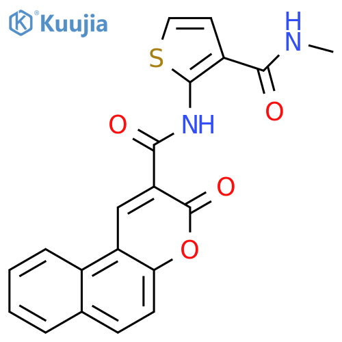 N-3-(methylcarbamoyl)thiophen-2-yl-3-oxo-3H-benzofchromene-2-carboxamide structure