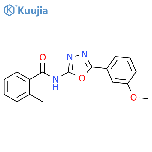 N-5-(3-methoxyphenyl)-1,3,4-oxadiazol-2-yl-2-methylbenzamide structure