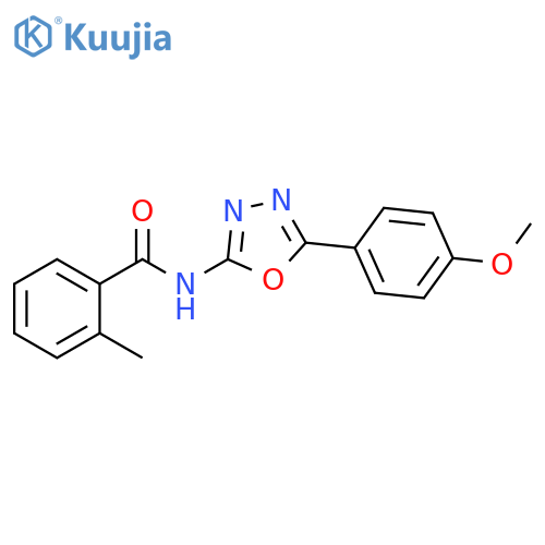 N-5-(4-methoxyphenyl)-1,3,4-oxadiazol-2-yl-2-methylbenzamide structure