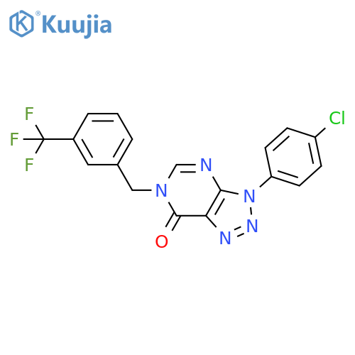 3-(4-chlorophenyl)-6-{3-(trifluoromethyl)phenylmethyl}-3H,6H,7H-1,2,3triazolo4,5-dpyrimidin-7-one structure