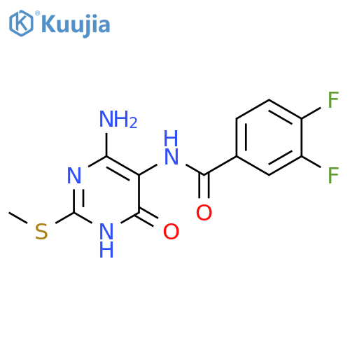 N-4-amino-2-(methylsulfanyl)-6-oxo-1,6-dihydropyrimidin-5-yl-3,4-difluorobenzamide structure