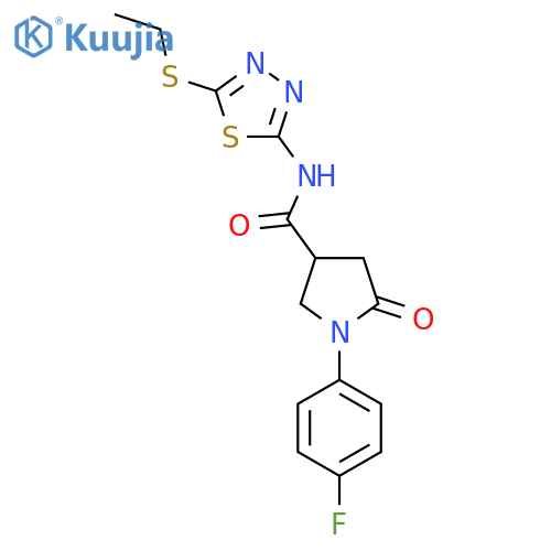 N-5-(ethylsulfanyl)-1,3,4-thiadiazol-2-yl-1-(4-fluorophenyl)-5-oxopyrrolidine-3-carboxamide structure