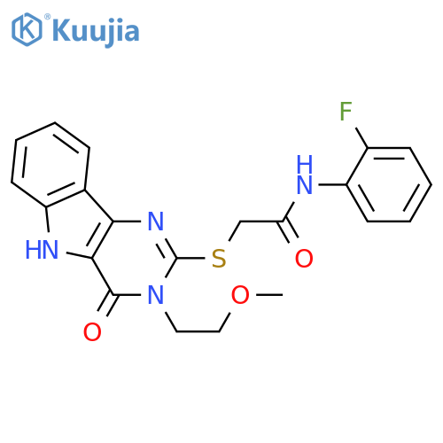 N-(2-fluorophenyl)-2-{3-(2-methoxyethyl)-4-oxo-3H,4H,5H-pyrimido5,4-bindol-2-ylsulfanyl}acetamide structure