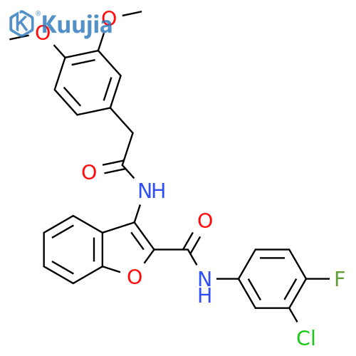 N-(3-chloro-4-fluorophenyl)-3-2-(3,4-dimethoxyphenyl)acetamido-1-benzofuran-2-carboxamide structure