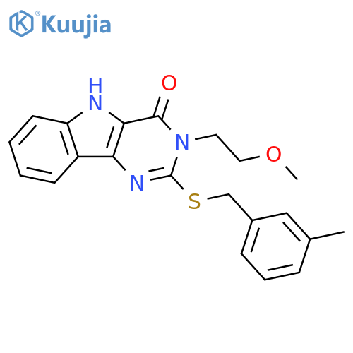 3-(2-methoxyethyl)-2-{(3-methylphenyl)methylsulfanyl}-3H,4H,5H-pyrimido5,4-bindol-4-one structure