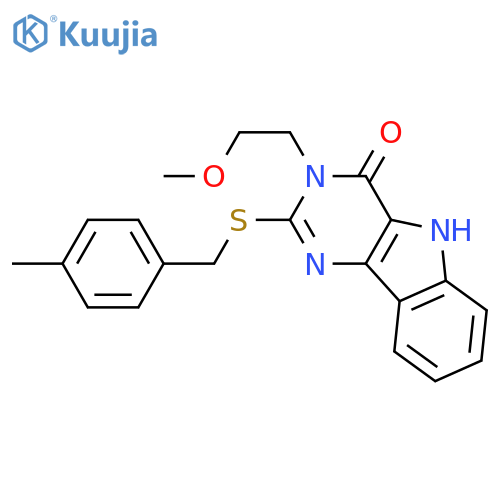 3-(2-methoxyethyl)-2-{(4-methylphenyl)methylsulfanyl}-3H,4H,5H-pyrimido5,4-bindol-4-one structure