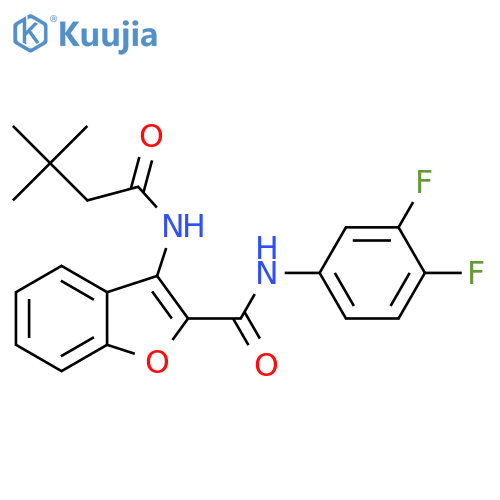 N-(3,4-difluorophenyl)-3-(3,3-dimethylbutanamido)-1-benzofuran-2-carboxamide structure