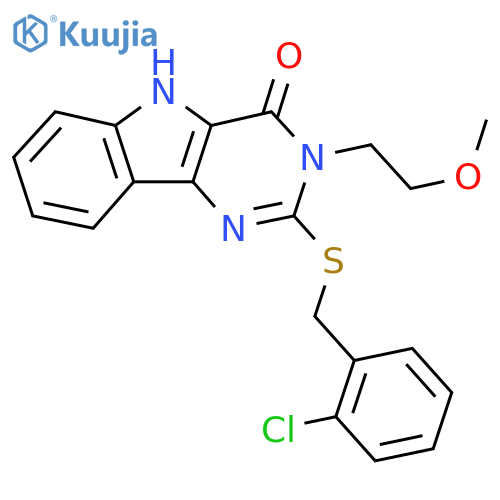 2-{(2-chlorophenyl)methylsulfanyl}-3-(2-methoxyethyl)-3H,4H,5H-pyrimido5,4-bindol-4-one structure