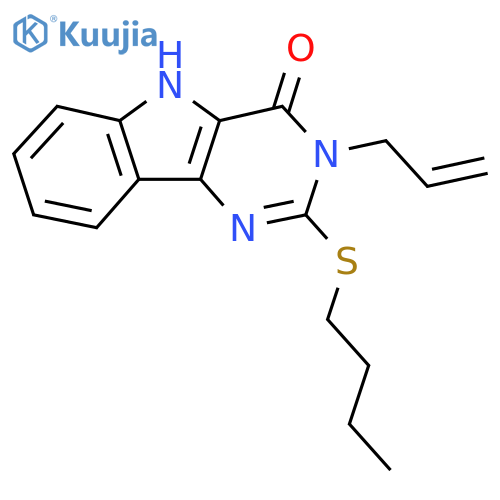 2-(butylsulfanyl)-3-(prop-2-en-1-yl)-3H,4H,5H-pyrimido5,4-bindol-4-one structure