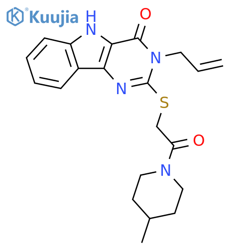 2-{2-(4-methylpiperidin-1-yl)-2-oxoethylsulfanyl}-3-(prop-2-en-1-yl)-3H,4H,5H-pyrimido5,4-bindol-4-one structure