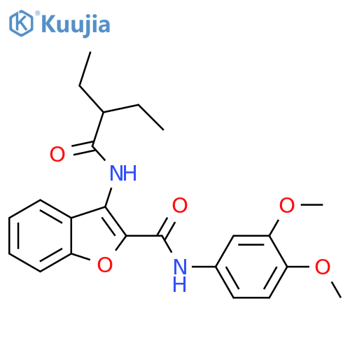 N-(3,4-dimethoxyphenyl)-3-(2-ethylbutanamido)-1-benzofuran-2-carboxamide structure