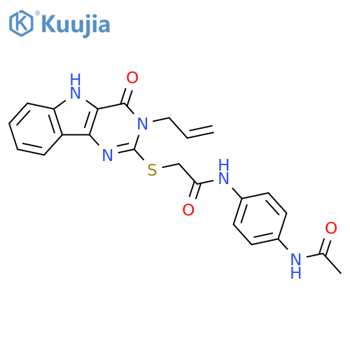 N-(4-acetamidophenyl)-2-{4-oxo-3-(prop-2-en-1-yl)-3H,4H,5H-pyrimido5,4-bindol-2-ylsulfanyl}acetamide structure