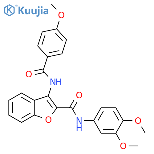 N-(3,4-dimethoxyphenyl)-3-(4-methoxybenzamido)-1-benzofuran-2-carboxamide structure