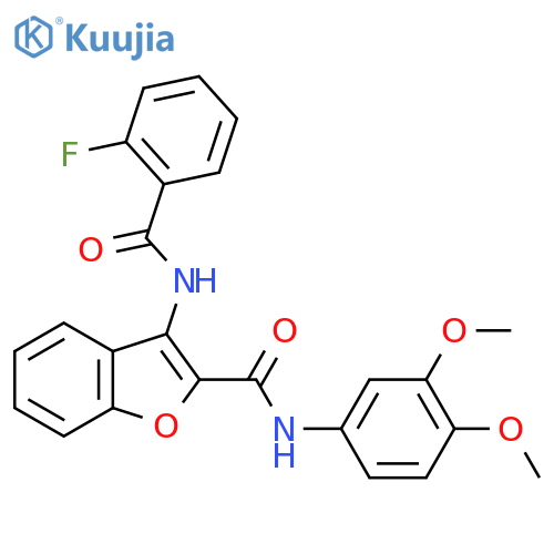 N-(3,4-dimethoxyphenyl)-3-(2-fluorobenzamido)-1-benzofuran-2-carboxamide structure