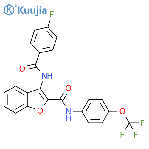 3-(4-fluorobenzamido)-N-4-(trifluoromethoxy)phenyl-1-benzofuran-2-carboxamide structure