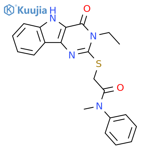 2-({3-ethyl-4-oxo-3H,4H,5H-pyrimido5,4-bindol-2-yl}sulfanyl)-N-methyl-N-phenylacetamide structure