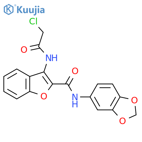 N-(2H-1,3-benzodioxol-5-yl)-3-(2-chloroacetamido)-1-benzofuran-2-carboxamide structure