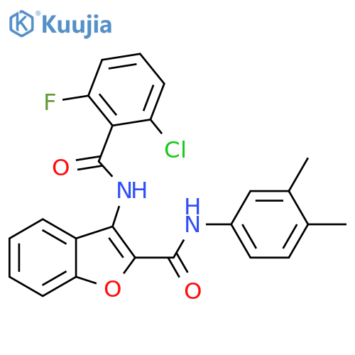 3-(2-chloro-6-fluorobenzamido)-N-(3,4-dimethylphenyl)-1-benzofuran-2-carboxamide structure