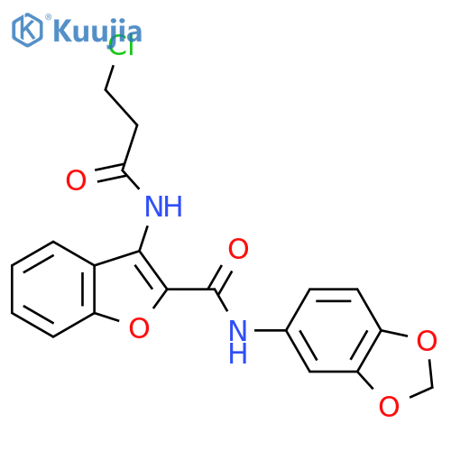 N-(2H-1,3-benzodioxol-5-yl)-3-(3-chloropropanamido)-1-benzofuran-2-carboxamide structure