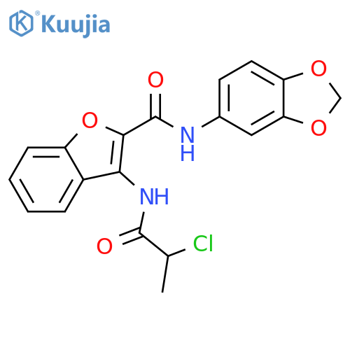 N-(2H-1,3-benzodioxol-5-yl)-3-(2-chloropropanamido)-1-benzofuran-2-carboxamide structure