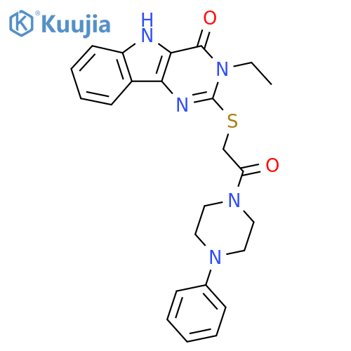 3-ethyl-2-{2-oxo-2-(4-phenylpiperazin-1-yl)ethylsulfanyl}-3H,4H,5H-pyrimido5,4-bindol-4-one structure