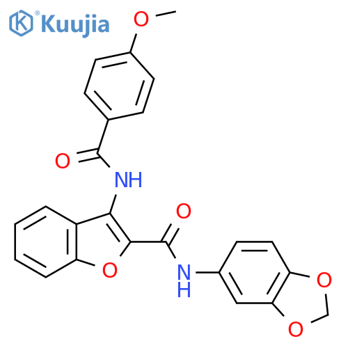N-(2H-1,3-benzodioxol-5-yl)-3-(4-methoxybenzamido)-1-benzofuran-2-carboxamide structure