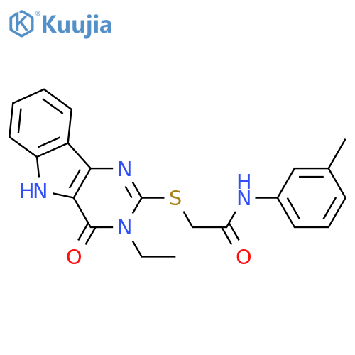 2-({3-ethyl-4-oxo-3H,4H,5H-pyrimido5,4-bindol-2-yl}sulfanyl)-N-(3-methylphenyl)acetamide structure