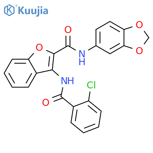 N-(2H-1,3-benzodioxol-5-yl)-3-(2-chlorobenzamido)-1-benzofuran-2-carboxamide structure