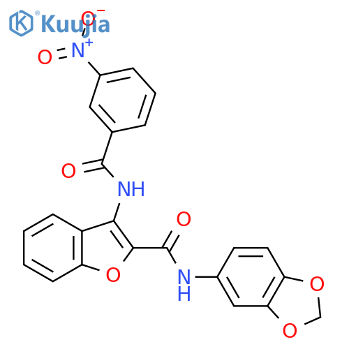 N-(2H-1,3-benzodioxol-5-yl)-3-(3-nitrobenzamido)-1-benzofuran-2-carboxamide structure