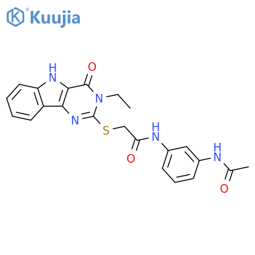 N-(3-acetamidophenyl)-2-({3-ethyl-4-oxo-3H,4H,5H-pyrimido5,4-bindol-2-yl}sulfanyl)acetamide structure