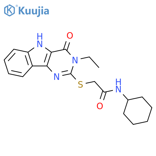 N-cyclohexyl-2-({3-ethyl-4-oxo-3H,4H,5H-pyrimido5,4-bindol-2-yl}sulfanyl)acetamide structure