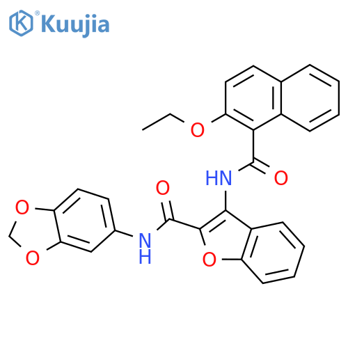 N-(2H-1,3-benzodioxol-5-yl)-3-(2-ethoxynaphthalene-1-amido)-1-benzofuran-2-carboxamide structure
