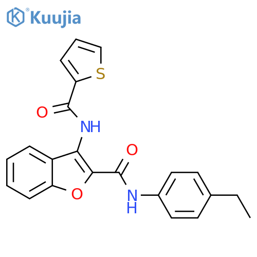 N-(4-ethylphenyl)-3-(thiophene-2-amido)-1-benzofuran-2-carboxamide structure