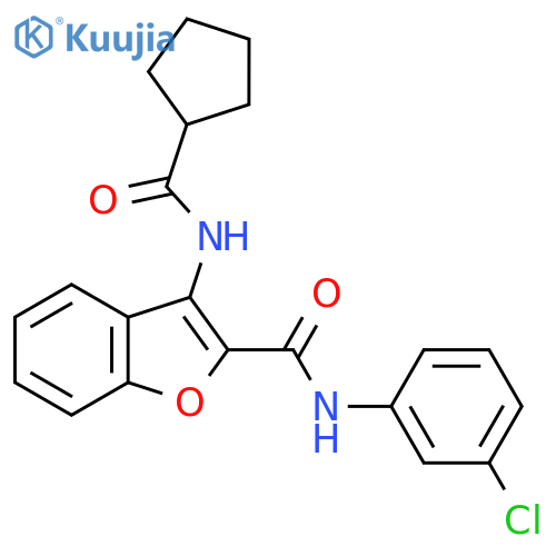 N-(3-chlorophenyl)-3-cyclopentaneamido-1-benzofuran-2-carboxamide structure