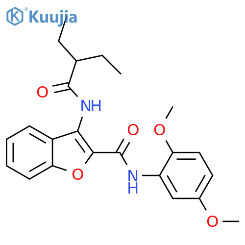 N-(2,5-dimethoxyphenyl)-3-(2-ethylbutanamido)-1-benzofuran-2-carboxamide structure