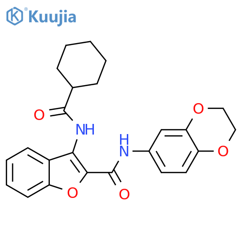 3-cyclohexaneamido-N-(2,3-dihydro-1,4-benzodioxin-6-yl)-1-benzofuran-2-carboxamide structure