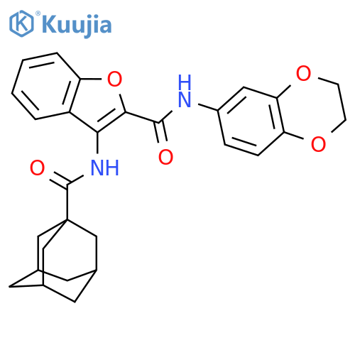 3-(adamantane-1-amido)-N-(2,3-dihydro-1,4-benzodioxin-6-yl)-1-benzofuran-2-carboxamide structure